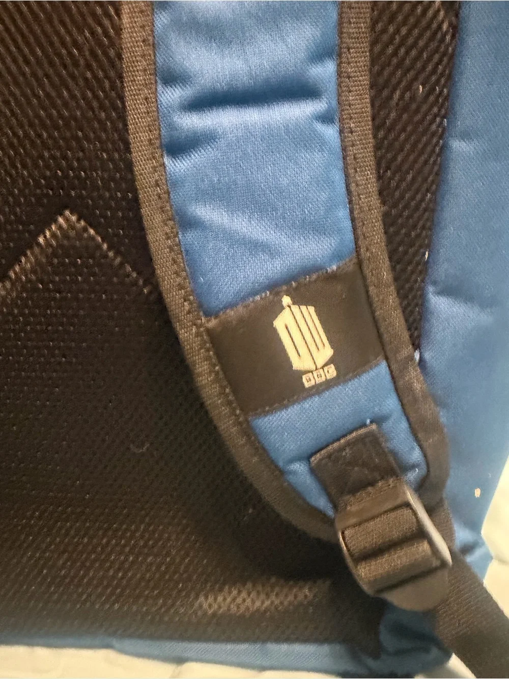 Men's Blue Novelty Backpack with TARDIS Graphic